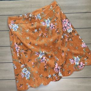 Corduroy Style Floral Skirt